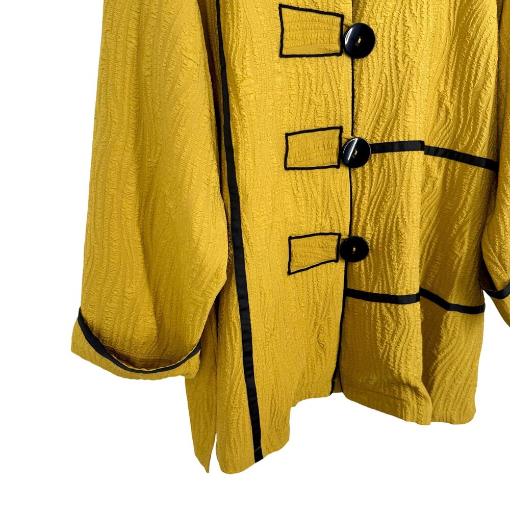 Ali Miles Plus Size 2X Mustard Yellow Wearable Art to Wear Blouse Shirt Top - Picture 4 of 7